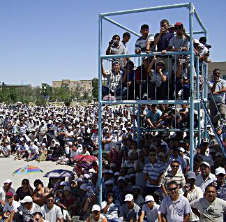 oil strikers camp Kazakhstan