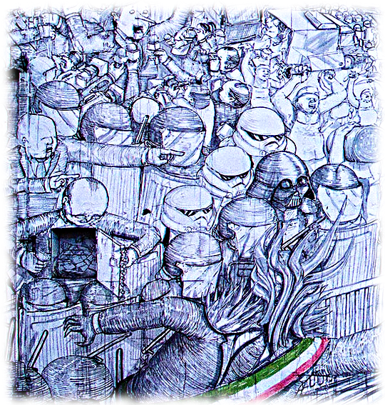 detail bologna blu mural