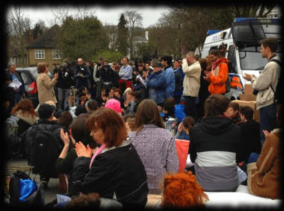 demo at Lord Freud's House