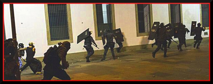 chasing away the brutal police