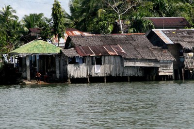 beachfront on Samar island. 17 foot storm surge Yolanda imminent 07/11/2013
