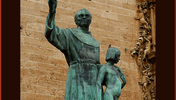 Juniper Serra, genocidal priest who abused his power over conquered Indians, trappÃ¬ng them in ''Missions'' which even the Spanish Governor said were worse than slave camps