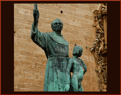 Juniper Serra, genocidal priest who abused his power over conquered Indians, trappìng them in ''Missions'' which even the Spanish Governor said were worse than slave camps