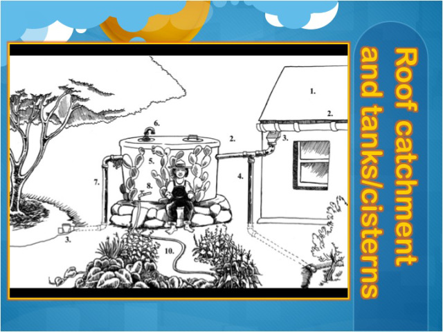 schematic of roof cathment system from Brad Lancaster