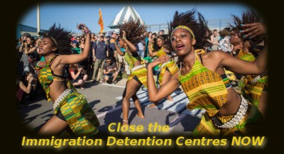 dancers at the March against Immigrant Prisons
