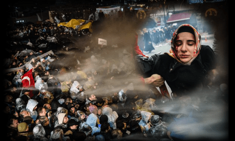 Tear gas and water cannon being criminally used in a confined space to attack demonstrators for freedom of expression in Turkey 04/03/2016