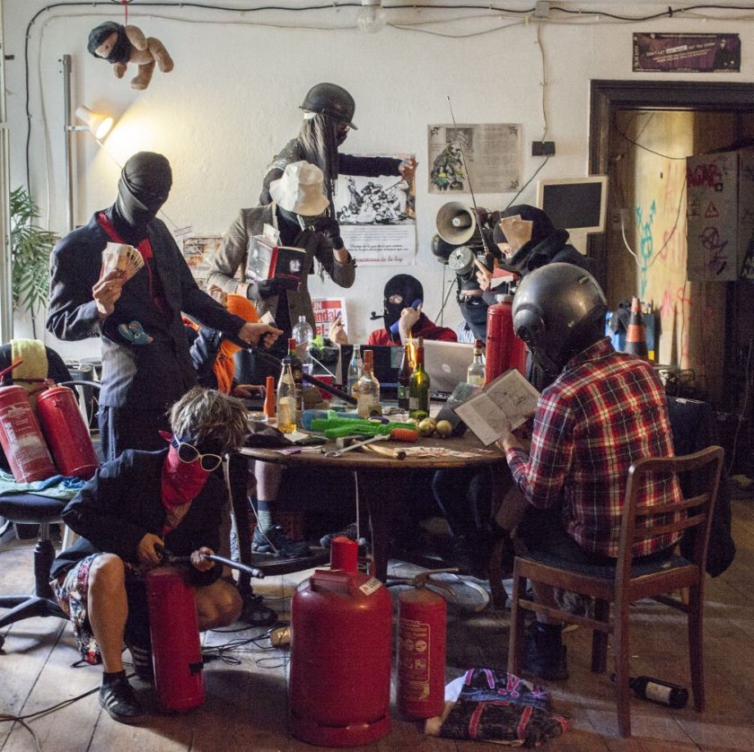 The 'dirty,evil anarcha feminists' in a mock-up satire photo, illustrating how the far right German press portray them.