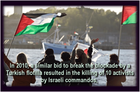 International activists on two boats carrying food and medicine aim to break Israeli siege on Palestinian territory.