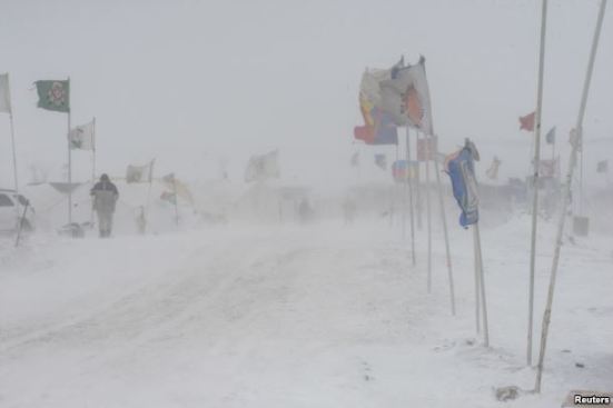 The Oceti Sakowin camp is seen as "water protectors" continue to demonstrate against plans to pass the Dakota Access pipeline near the Standing Rock Sioux Reservation, near Cannon Ball, N.D., Dec. 6, 2016.