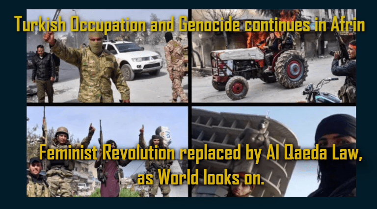 Shena Kalo: ‘Kurdish language banned. Growing Genocide in occupied and Turkified Afrin’- condoned by NATO, US, EU and&nbsp;Russia